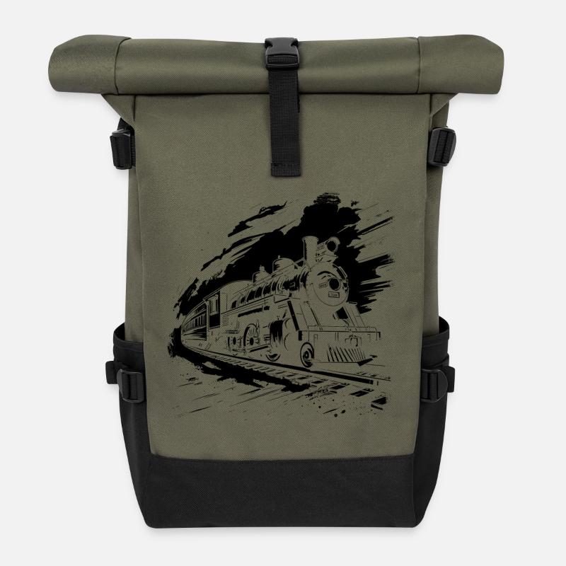 Eisenbahn - Rolltop Rucksack - Olive/Schwarz