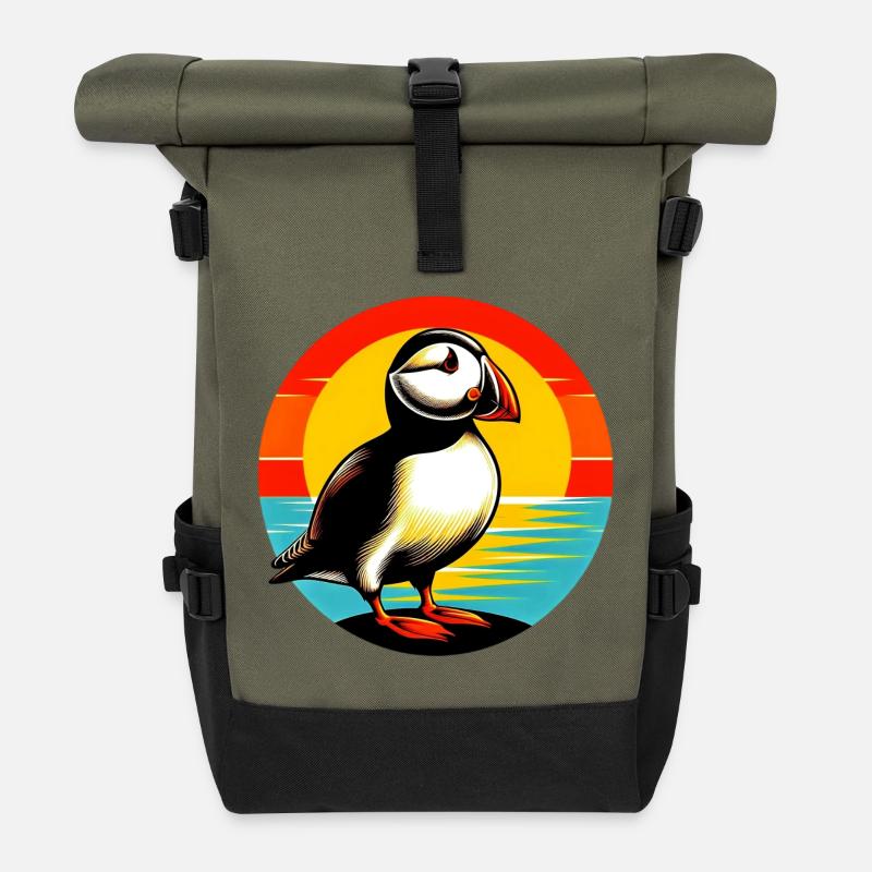Atlantischer Papageientaucher - Rolltop Rucksack - Olive/Schwarz