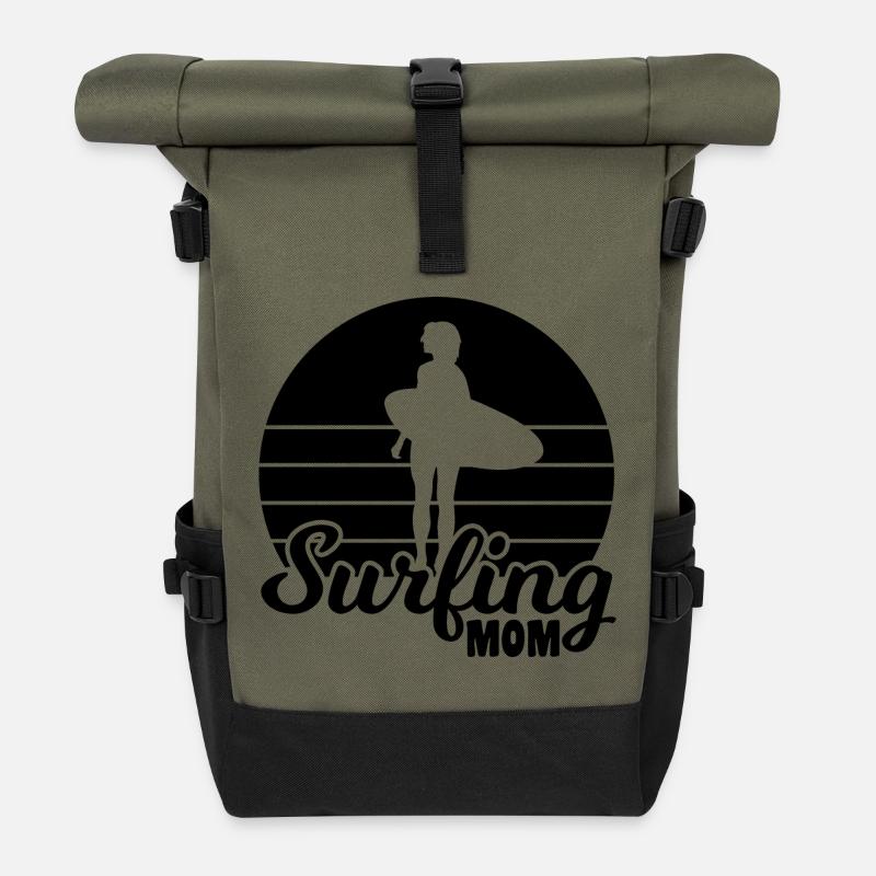 Surfer Mama - Rolltop Rucksack - Olive/Schwarz