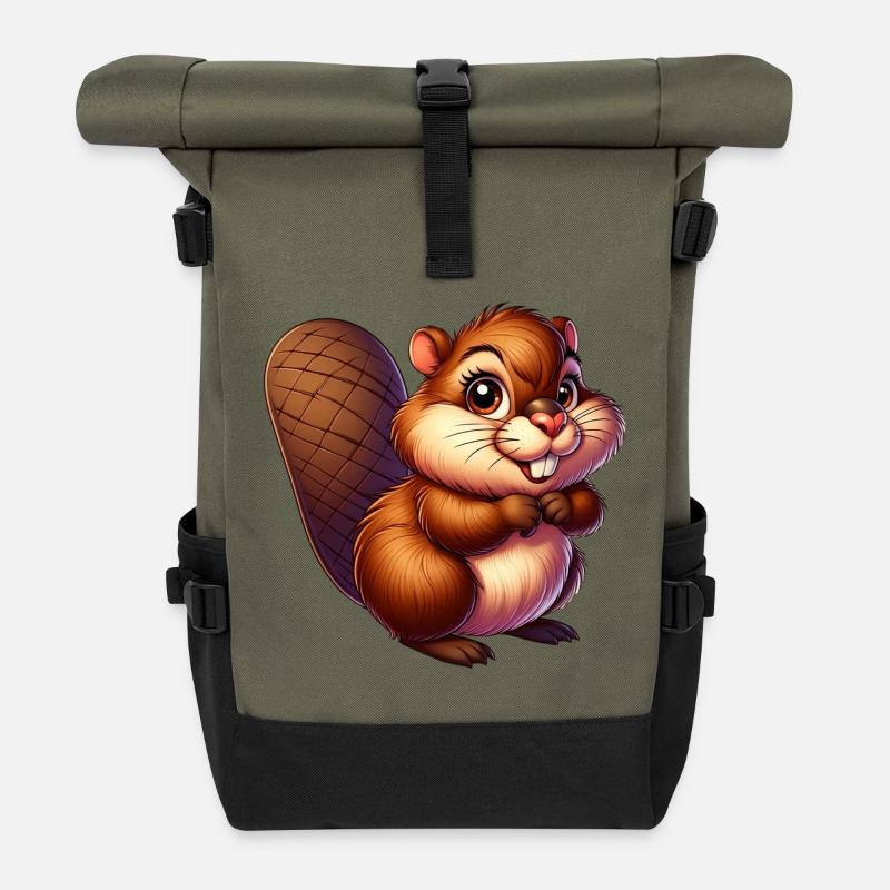 Bieber - Rolltop Rucksack - Olive/Schwarz
