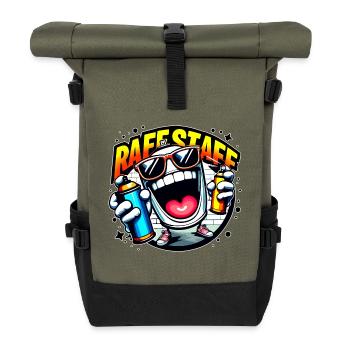 Laughing Spray Can Graffiti Sprayer - raffstaff ® - Roll Top Backpack - olive/black - Front