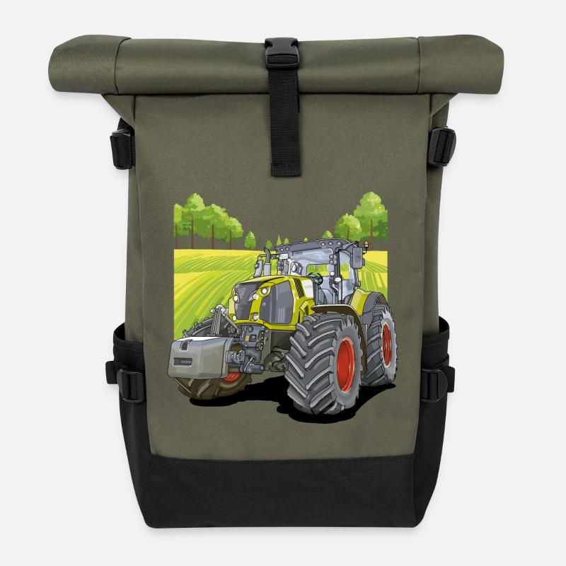 Traktor auf dem Feld - Rolltop Rucksack - Olive/Schwarz