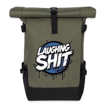 Laughing Shit Graffiti Style Tag - raffstaff ® - Rolltop Rucksack - Olive/Schwarz - Vorne