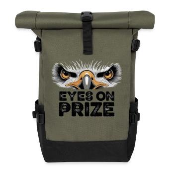 Focused Eagle Eyes On Prize Inspirierendes Zitat - Rolltop Rucksack - Olive/Schwarz - Vorne
