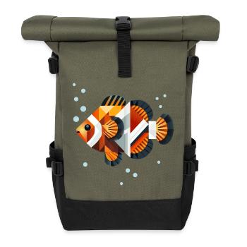 Geometric Clownfish Abstract Underwater World - Roll Top Backpack - olive/black - Front
