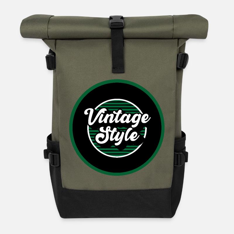 Vintage style - Sac à dos roll top - olive/noir
