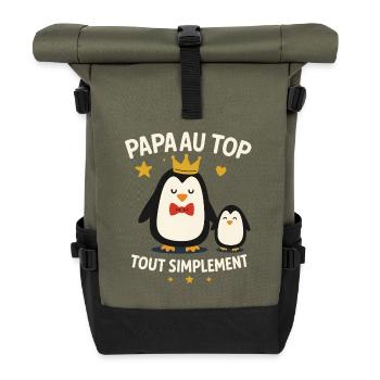 Papa au top idée cadeau fête des pères Noël - Sac à dos roll top - olive/noir - Devant