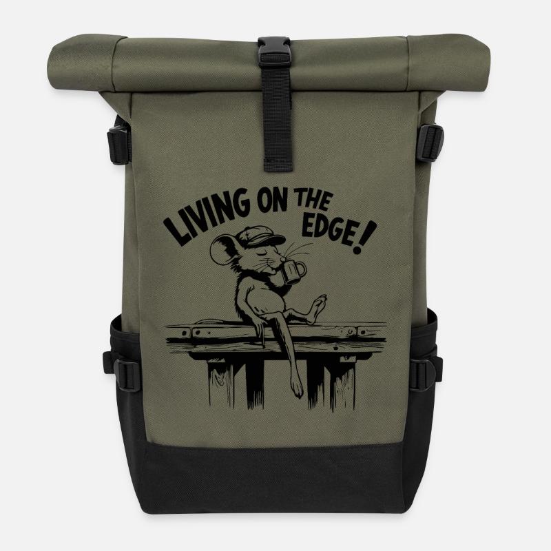 , die am Rande des Abgrunds lebt - Rolltop Rucksack - Olive/Schwarz