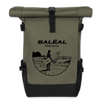 Baleal Portugal Surfer Stamp - Roll Top Backpack - olive/black - Front