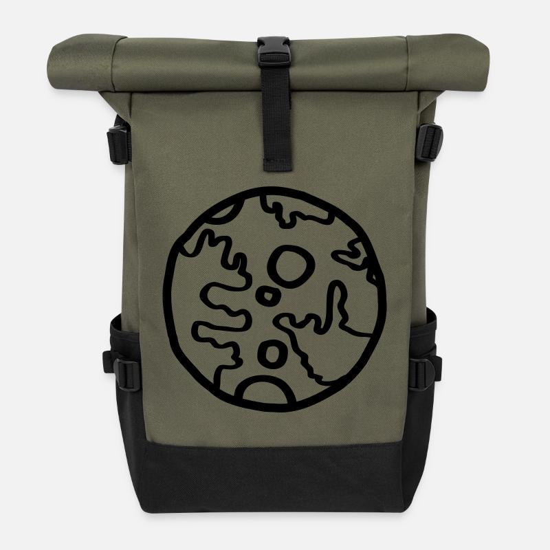 Planet Space Doodle Simple - Roll Top Backpack - olive/black
