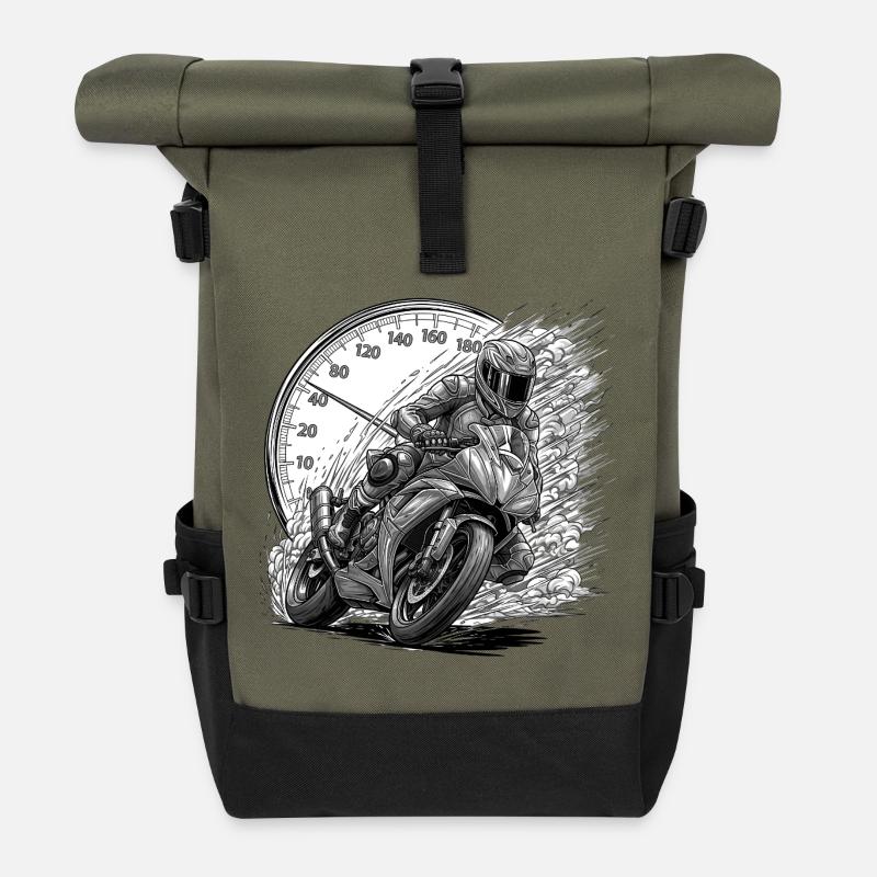 Biker driven by speed - Roll Top Backpack - olive/black