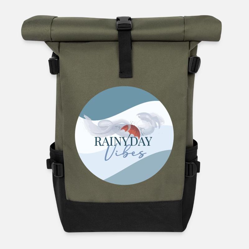 Rainy Day Vibes - Roll Top Backpack - olive/black