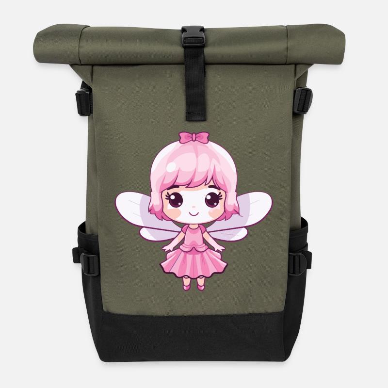 Fee Comic Niedlich - Rolltop Rucksack - Olive/Schwarz