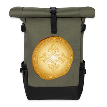 Pièce d’or ancienne avec motif de croix ornemental - Sac à dos roll top - olive/noir - Devant