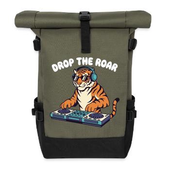 Tiger DJ: Drop the Roar - Rolltop Rucksack - Olive/Schwarz - Vorne