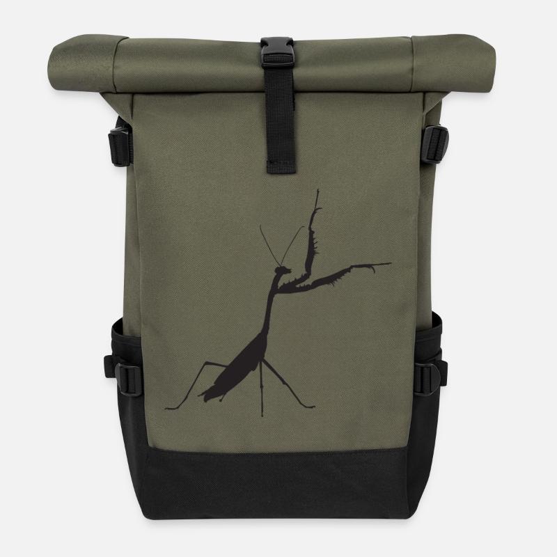 Gottesanbeterin schwarz - Rolltop Rucksack - Olive/Schwarz