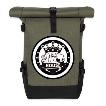 Royal Flush des Hauses Herz Poker Emblem - Rolltop Rucksack - Olive/Schwarz - Vorne