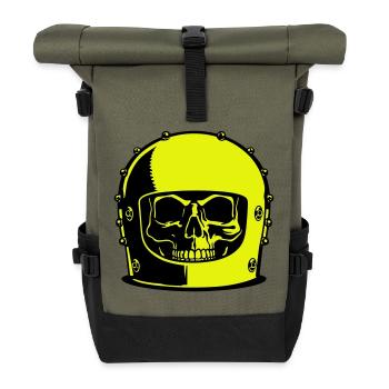 Skull Helm Popart - Rolltop Rucksack - Olive/Schwarz - Vorne