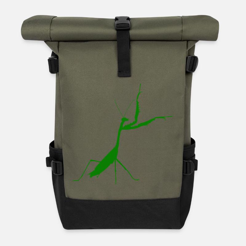 Gottesanbeterin grün - Rolltop Rucksack - Olive/Schwarz