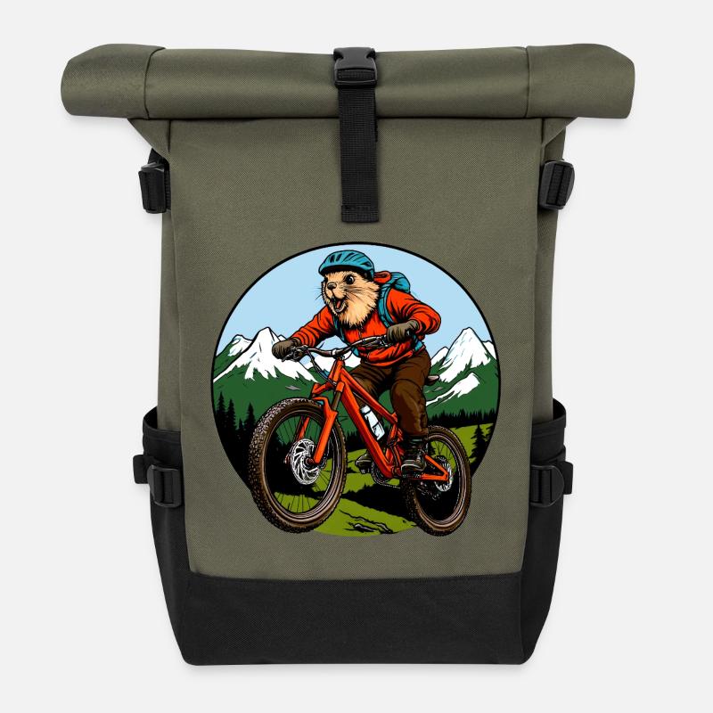Murmeltiere Biker / Freeride Biking - Rolltop Rucksack - Olive/Schwarz