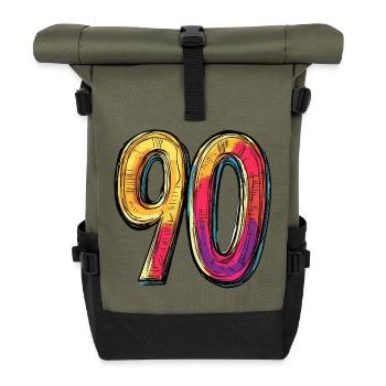 90 Number Colorful - Roll Top Backpack - olive/black - Front