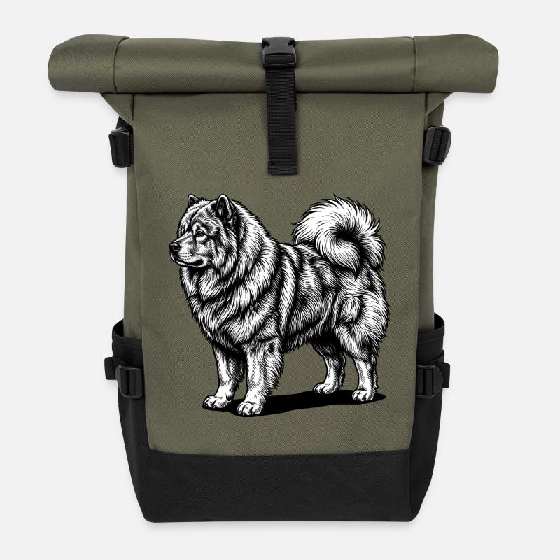 Eurasier | Vieux - Sac à dos roll top - olive/noir