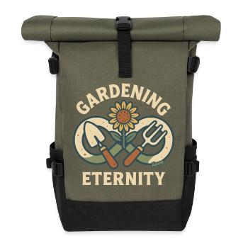 Garten-Ewigkeits-Sonnenblumen-Werkzeuge - Rolltop Rucksack - Olive/Schwarz - Vorne