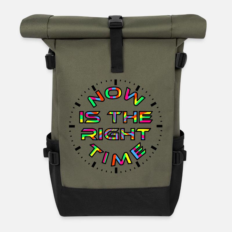 Jetzt & Zeit - Rolltop Rucksack - Olive/Schwarz
