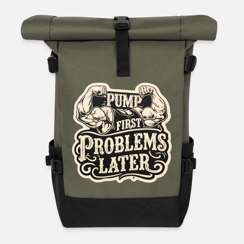 Gym Insider erst der Pump dann die Probleme - Rolltop Rucksack - Olive/Schwarz