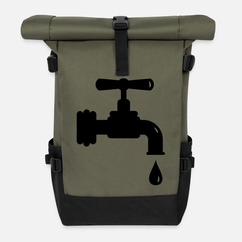 Ein tropfender Wasserhahn - Rolltop Rucksack - Olive/Schwarz