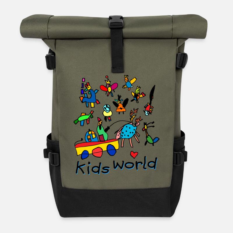 kidsworld II - Rolltop Rucksack - Olive/Schwarz