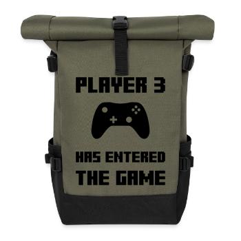 Player 3 has entered the Game - Rolltop Rucksack - Olive/Schwarz - Vorne