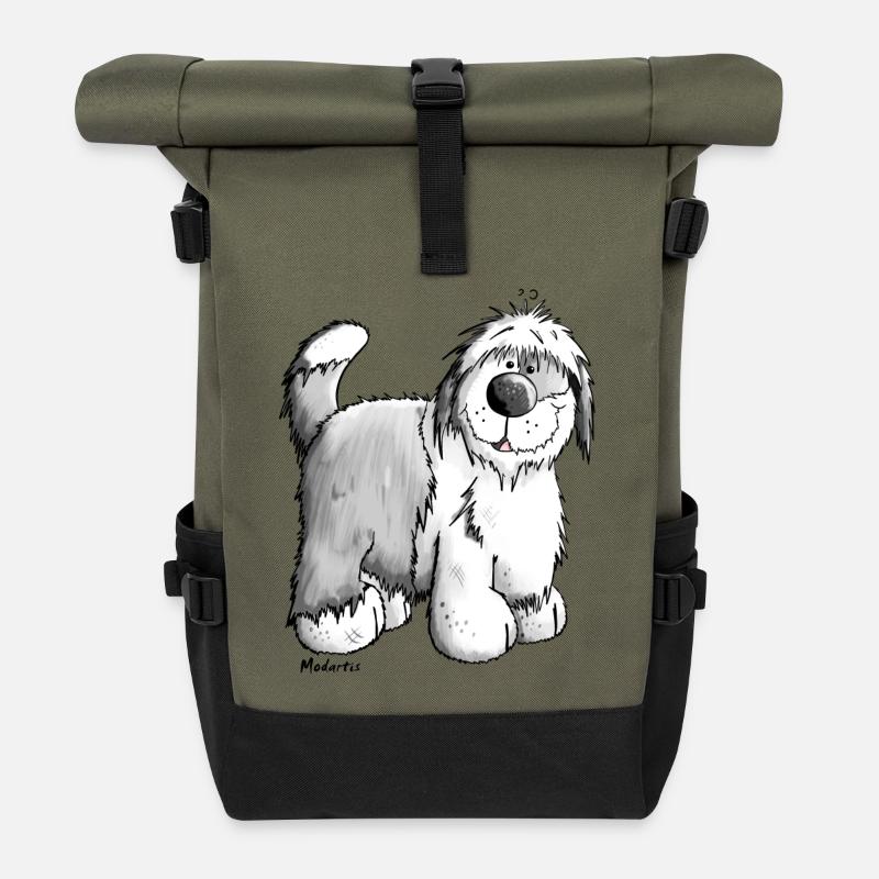 Bobby der Bobtail - Rolltop Rucksack - Olive/Schwarz