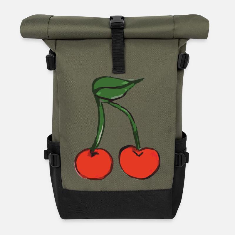 kirsche cherry - Rolltop Rucksack - Olive/Schwarz