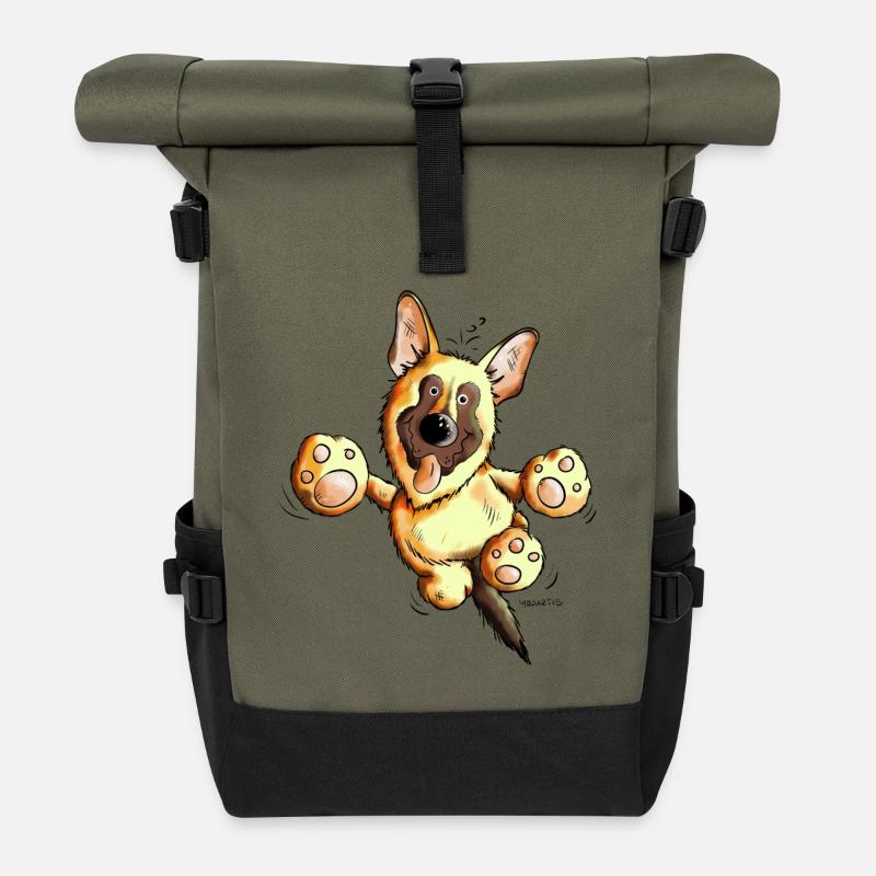 Süßer Deutscher Schäferhund - Rolltop Rucksack - Olive/Schwarz