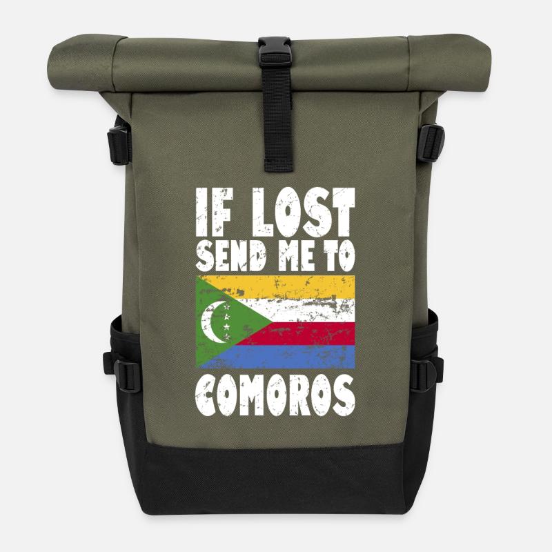 Le drapeau des Comores - Sac à dos roll top - olive/noir