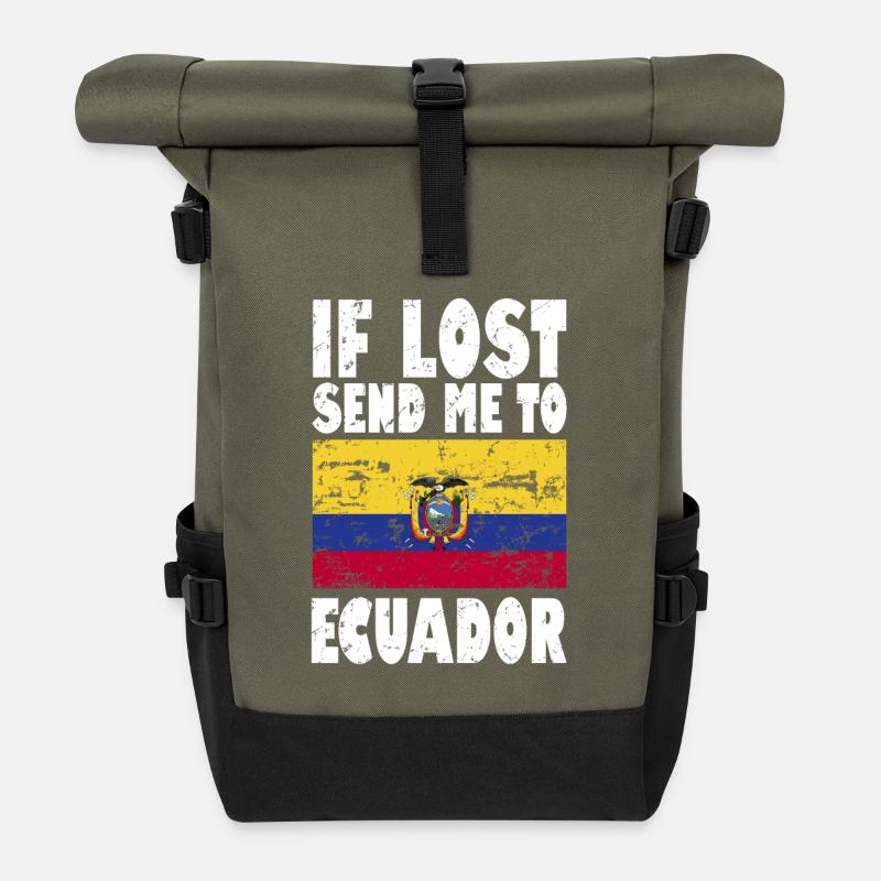 Ecuador Flagge Spruch - Rolltop Rucksack - Olive/Schwarz