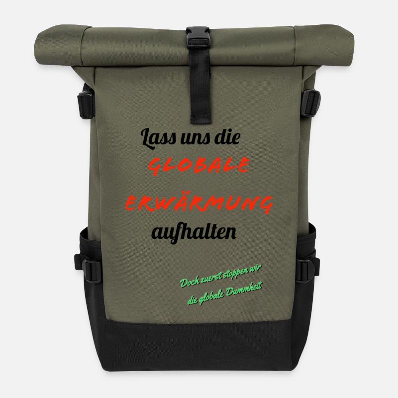 Global warming with humor - Roll Top Backpack - olive/black