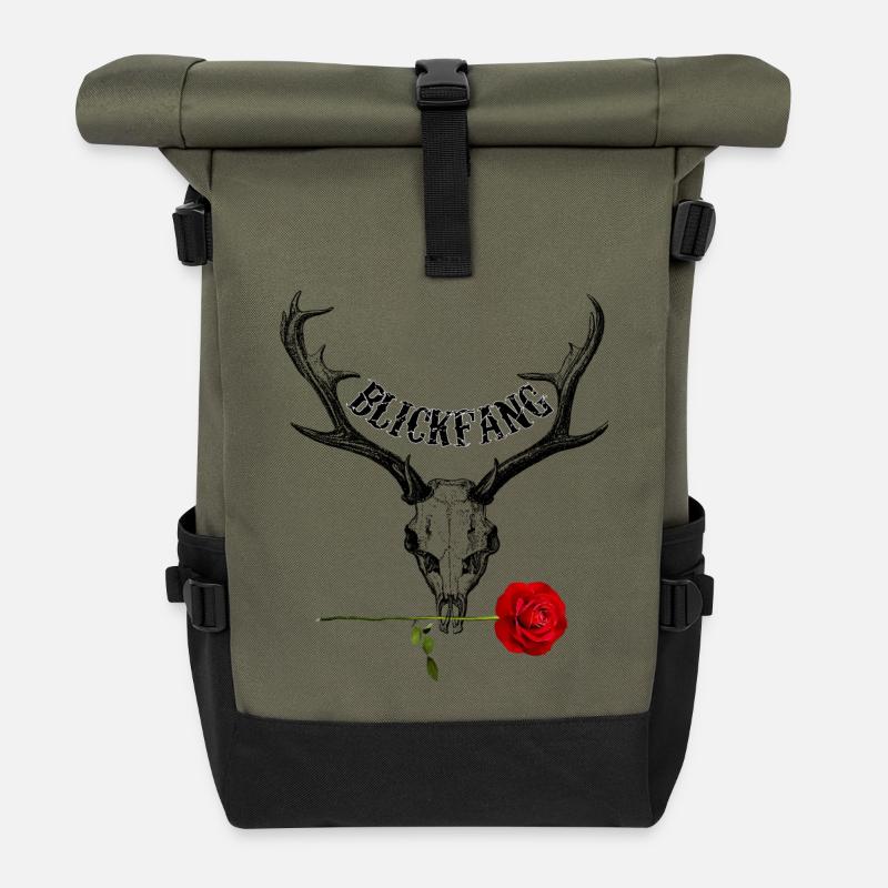 BLICKFANG Wild Rose hell - Rolltop Rucksack - Olive/Schwarz