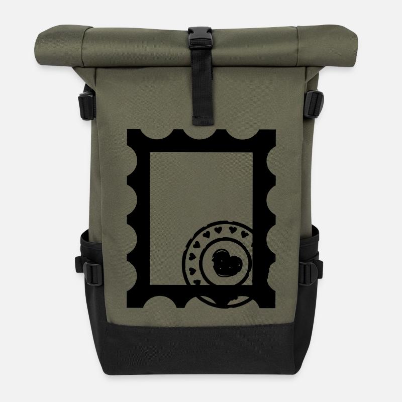 Stamp contour with stamp with hearts - Roll Top Backpack - olive/black