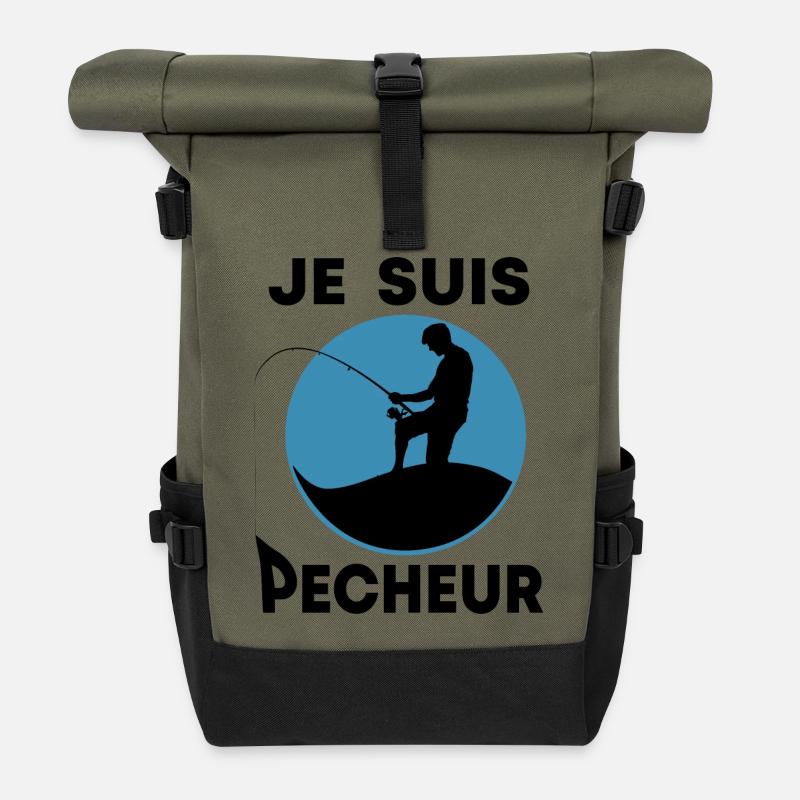 Je suis pêcheur - Sac à dos roll top - olive/noir