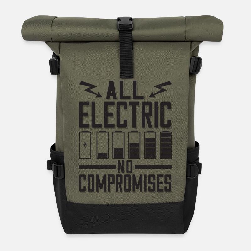 Tout électrique ne compromet pas les ventilateurs de voiture électrique - Sac à dos roll top - olive/noir