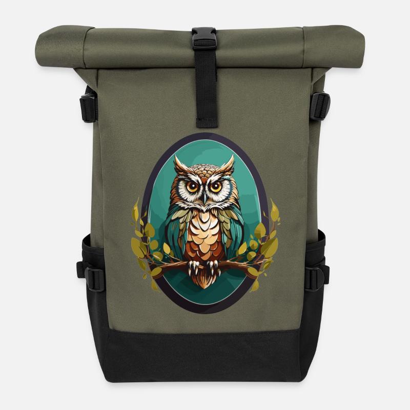 Eule - Rolltop Rucksack - Olive/Schwarz