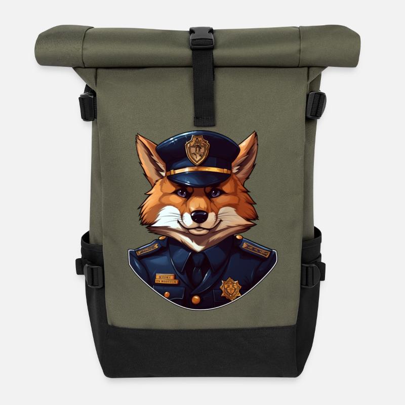 Renard policier - Sac à dos roll top - olive/noir