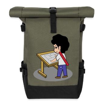Beruf Job Architekt Workaholic Karriere Erfolg - Rolltop Rucksack - Olive/Schwarz - Vorne