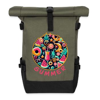 Summer colours - Roll Top Backpack - olive/black - Front