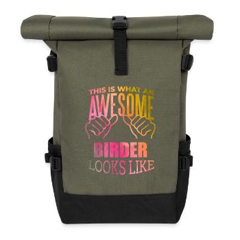 Vogelbeobachter - Rolltop Rucksack - Olive/Schwarz - Vorne