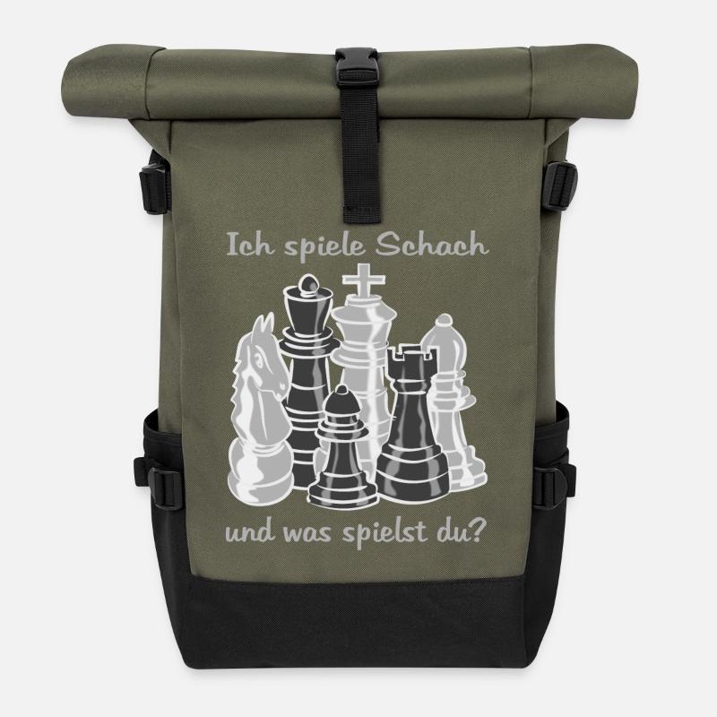 Schach figuren - Rolltop Rucksack - Olive/Schwarz