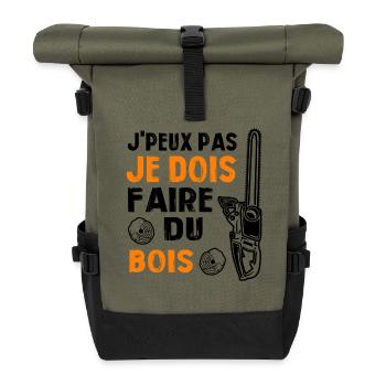 J'peux pas je dois faire du bois - Sac à dos roll top - olive/noir - Devant