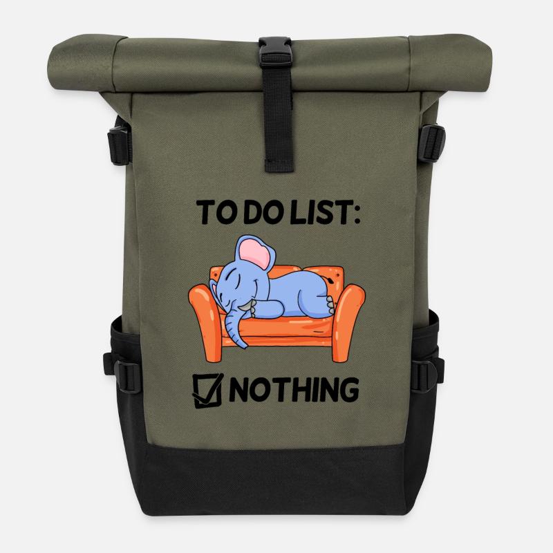Funny Saying, Funny Sayings - Roll Top Backpack - olive/black